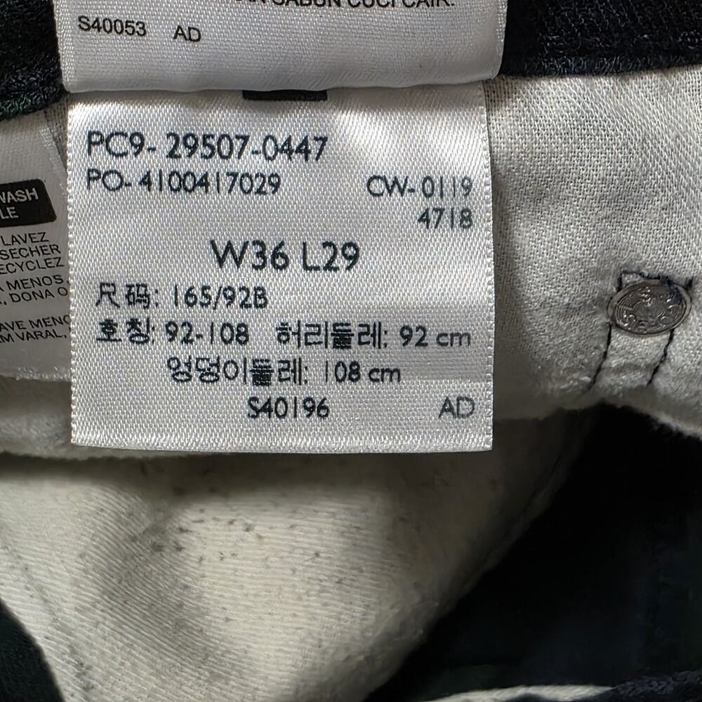 Levi's 502 Mens 36x29 Black Watch Plaid Green Blue Taper Pants Rare Blank R Tab - Picture 5 of 15